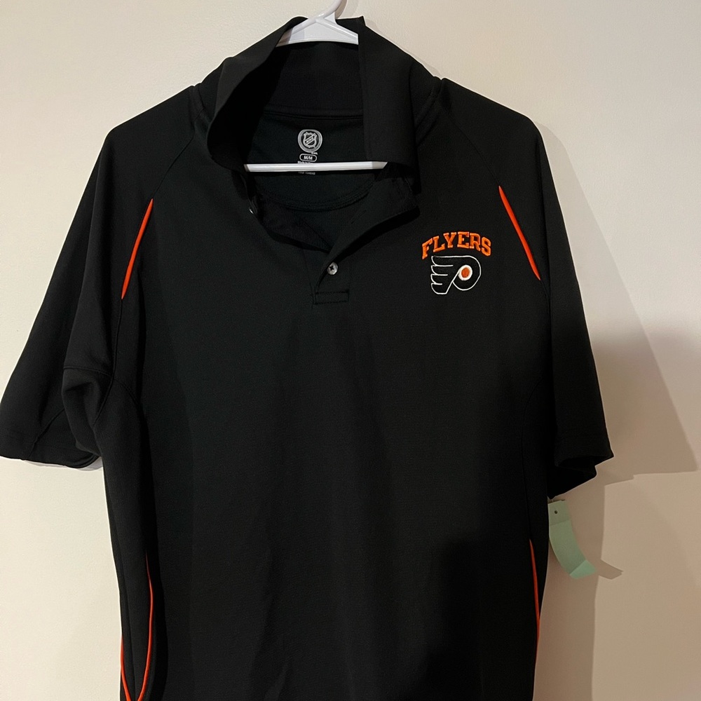 Men’s fanatics branded black Philadelphia flyers authentic locker room polo